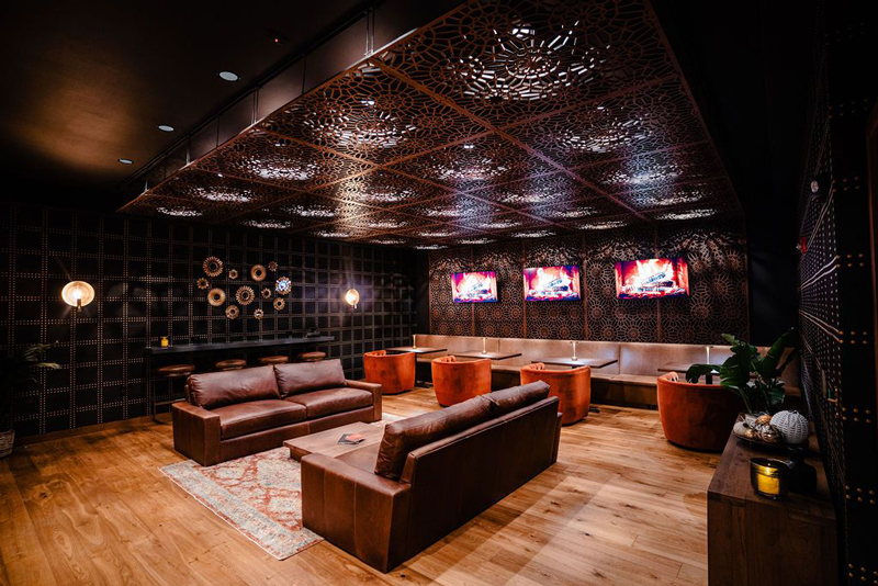 Dark and sultry speakeasy lounge for gathering in style